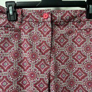 Talbots Womens Pink Medallion Chino Ankle Pants Size 8 Regular Straight Stretch